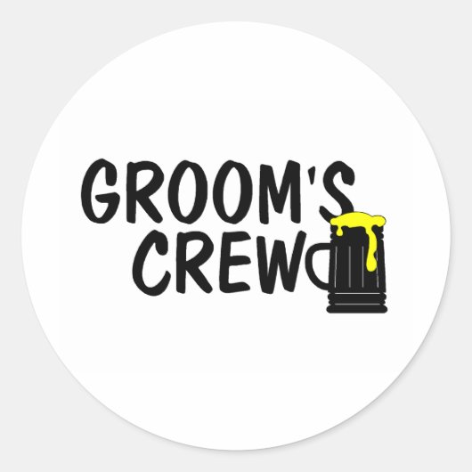Grooms Crew Bier Ronde Sticker (Voorkant)