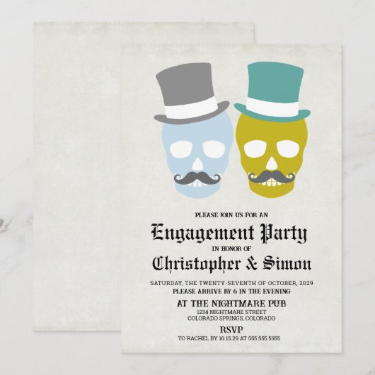 Grooms Day van de Dead Engagement Party Kaart (Voorkant / Achterkant)