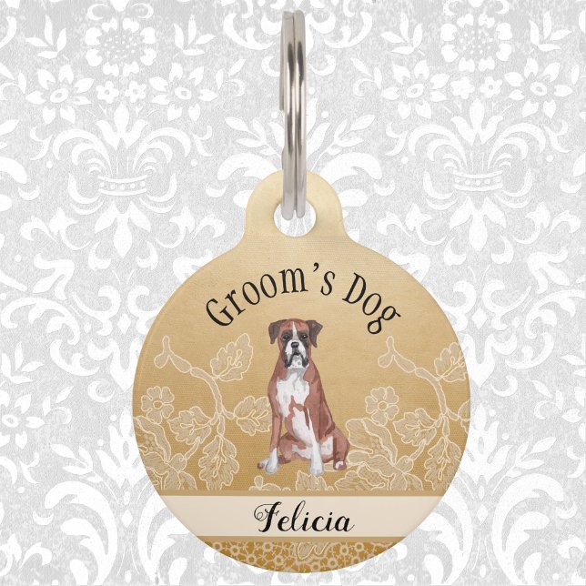 Groom's Dog Day of Wedding Gold met Faux Lace Huisdierpenning (Creator heeft geüpload)