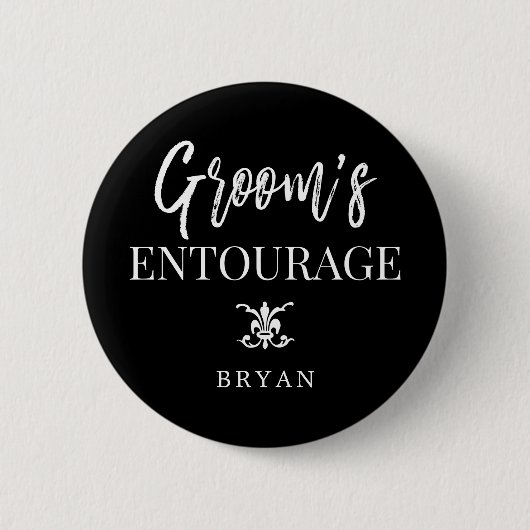 Groom's Entourage | Groomsmen Black Ronde Button 5,7 Cm (Voorkant)