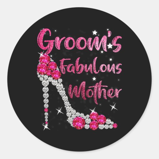 Groom's Fabulous Moeder Gelukkig Huwelijk Huwelijk Ronde Sticker (Voorkant)