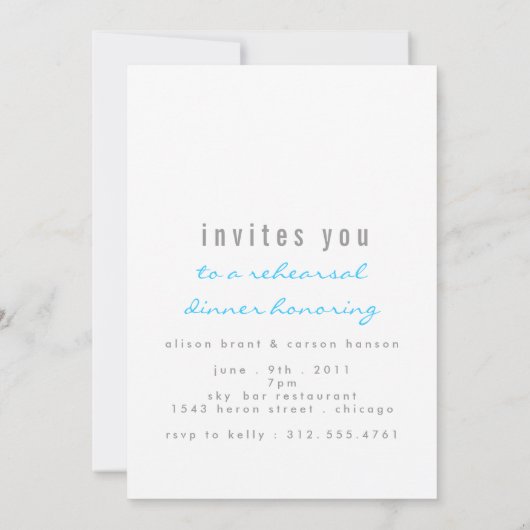 Groom's Family Rehearsal Dinner Invitation Kaart (Achterkant)