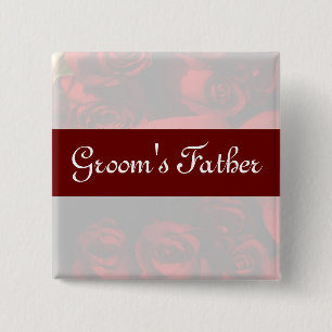 "Groom's Father" — Red Rose Bouquet (2) Vierkante Button 5,1 Cm