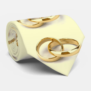 Grooms Gold Wedding Rings Pattern Stropdas