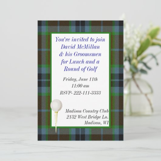 Groom's Golf Party Invitation Kaart (Staand voorkant)