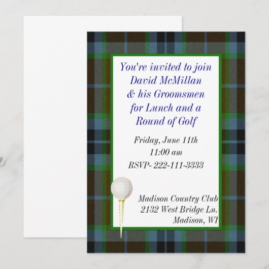 Groom's Golf Party Invitation Kaart (Voorkant / Achterkant)