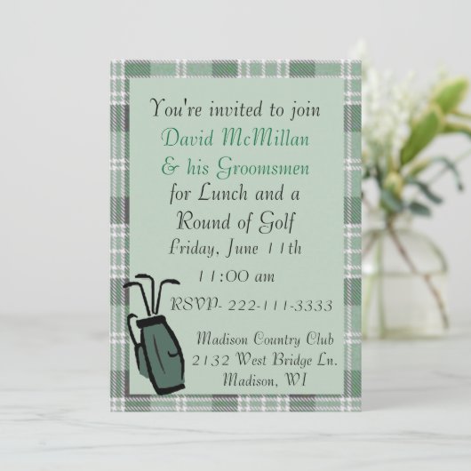 Groom's Golf Party Invitation Kaart (Staand voorkant)
