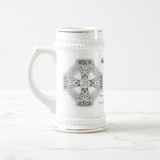Grooms Irish Blessing Celtic Cross Stein Bierpul (Links)