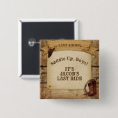 Groom's Last Rodeo Cowboys Zadelen Jongens Pinback Vierkante Button 5,1 Cm (Voorkant /achterkant)
