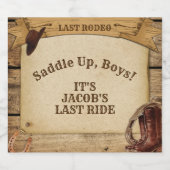 Groom's Last Rodeo Saddle Up Boys vrijgezellenfees Bier Etiket (Enkel label)