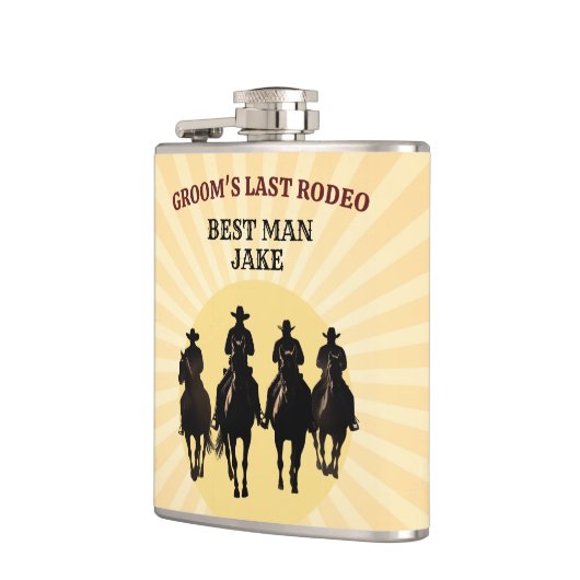 Groom's Last Rodeo Sunset Best Man vrijgezellenfee Heupfles (Links)