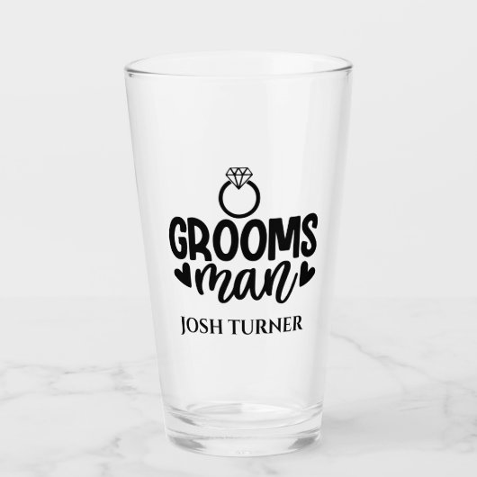 Grooms Man aangepaste typografie bruiloft Glas (Voorkant)