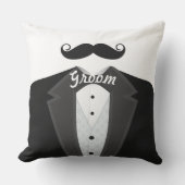 Groom's Mustache Tuxedo Black Stropdas Pillow Buitenkussen (Voorkant)