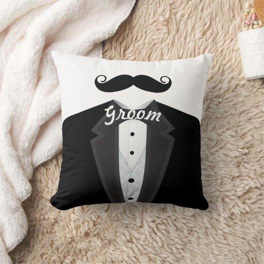 Groom's Mustache Tuxedo Black Stropdas Pillow Kussen (Deken)