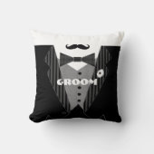 Groom's Mustache Tuxedo Black Stropdas Pillow Kussen (Voorkant)