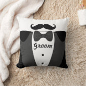 Groom's Mustache Tuxedo Black Stropdas Pillow Kussen (Deken)