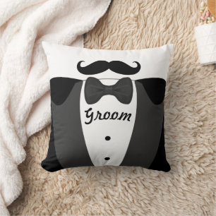 Groom's Mustache Tuxedo Black Stropdas Pillow Kussen