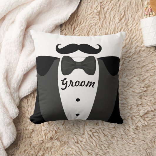 Groom's Mustache Tuxedo Black Stropdas Pillow Kussen (Deken)
