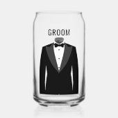 Groom's Naam Zwart Tuxedo trouwdatum Blikvorm Glas (Voorkant)