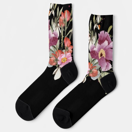 Grooms Roze Bruiloft Bloemen Boeket op Zwart Sokken (Links)