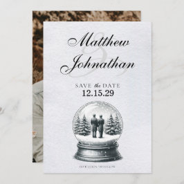 Grooms Snow Wereldbol Save The Date