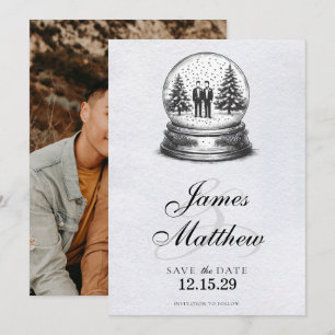 Grooms Snow Wereldbol Save The Date