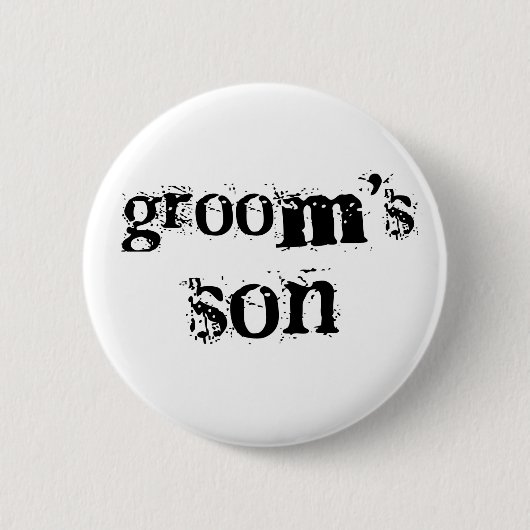 Groom's Son Black Text Ronde Button 5,7 Cm (Voorkant)