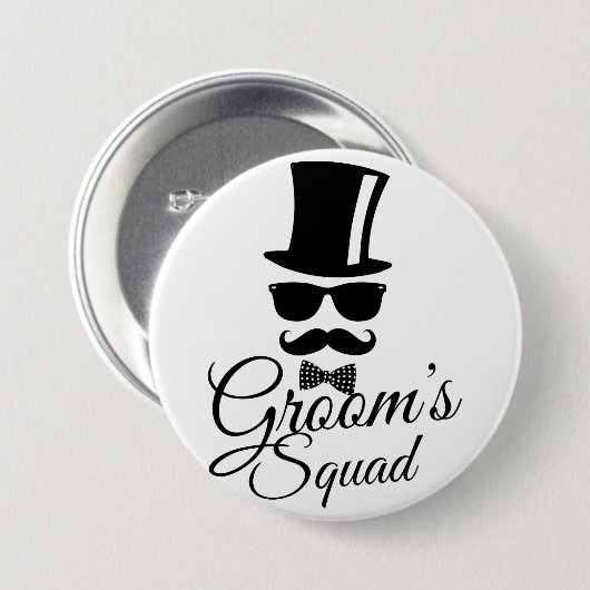 Groom's squad ronde button 7,6 cm (Voorkant /achterkant)