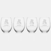 Groom's Team Naam Top Hoed Trouwdatum Wijnglas Zonder Voet (Achterkant)