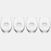 Groom's teamnaam snor trouwdatum wijnglas zonder voet (Achterkant)