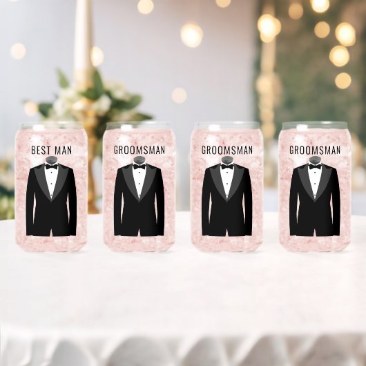 Groom's teamnaam zwart Tuxedo trouwdatum Blikvorm Glas (Insitu (Huwelijk))