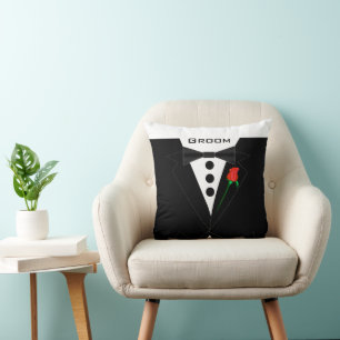 Groom's Tuxedo Black Stropdas Pillow Kussen