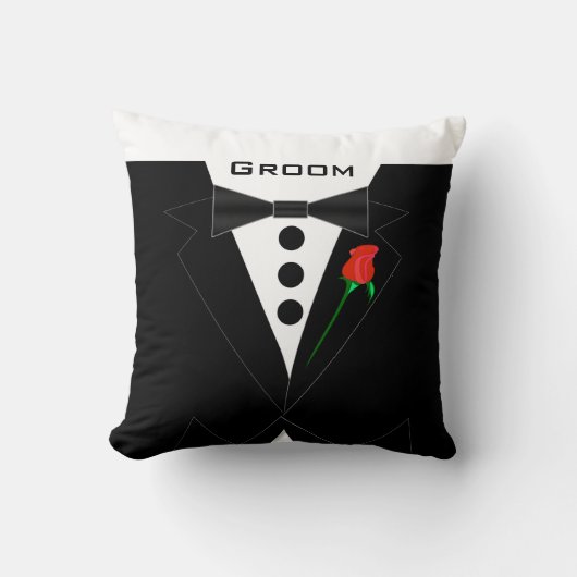 Groom's Tuxedo Black Stropdas Pillow Kussen (Voorkant)