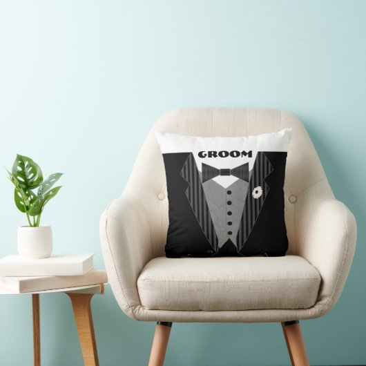 Groom's Tuxedo Black Stropdas Pillow Kussen (Stoel)