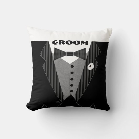 Groom's Tuxedo Black Stropdas Pillow Kussen (Voorkant)