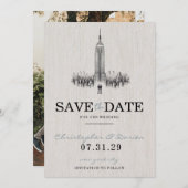Grooms uit New York slaan de datum op Save The Date (Voorkant / Achterkant)