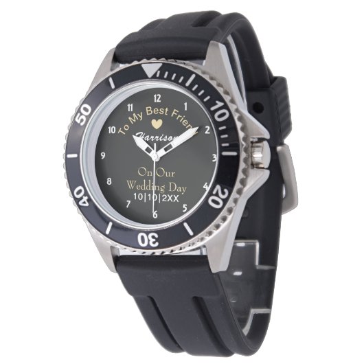 Grooms Weddendag Keepasje Gift Personalized Watt Horloge (Gekanteld)