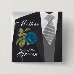 Groom's Wedding Suit Bridal Party - Blauwgroen Vierkante Button 5,1 Cm