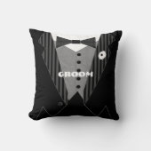 Grooms White Flower Tuxedo Pillow Kussen (Voorkant)