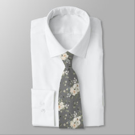 Grooms Wit Bruiloft Bloemen Boeket op Grijs Stropdas
