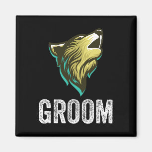 Grooms Wolf Bachelor Wedding Groomsmen Team Magneet