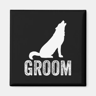 Grooms Wolf Bachelor Wedding Groomsmen Team Magneet