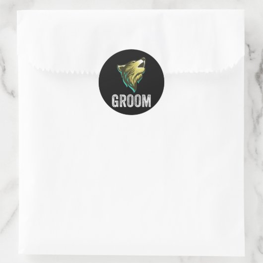 Grooms Wolf Bachelor Wedding Groomsmen Team Ronde Sticker (Tas)