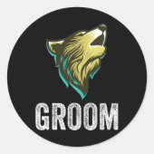 Grooms Wolf Bachelor Wedding Groomsmen Team Ronde Sticker (Voorkant)