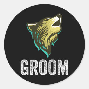 Grooms Wolf Bachelor Wedding Groomsmen Team Ronde Sticker