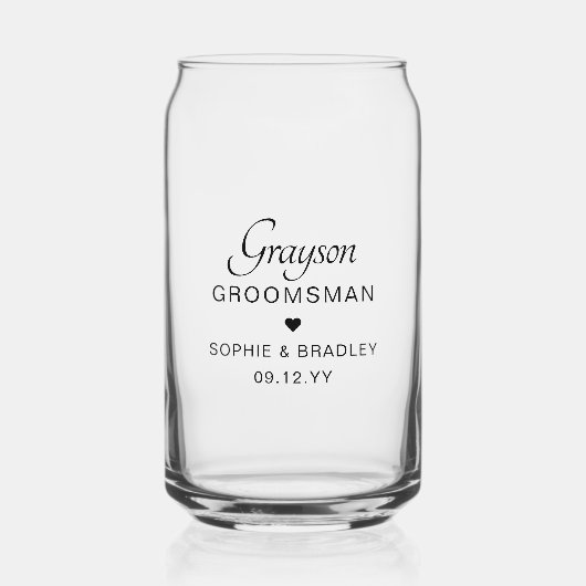 Groomsman aangepaste gepersonaliseerde namen bruil blikvorm glas (Voorkant)