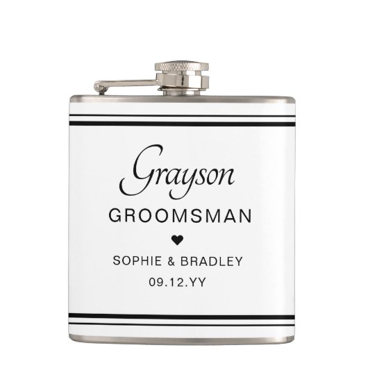 Groomsman Aangepaste Gepersonaliseerde Wedding Par Heupfles (Voorkant)