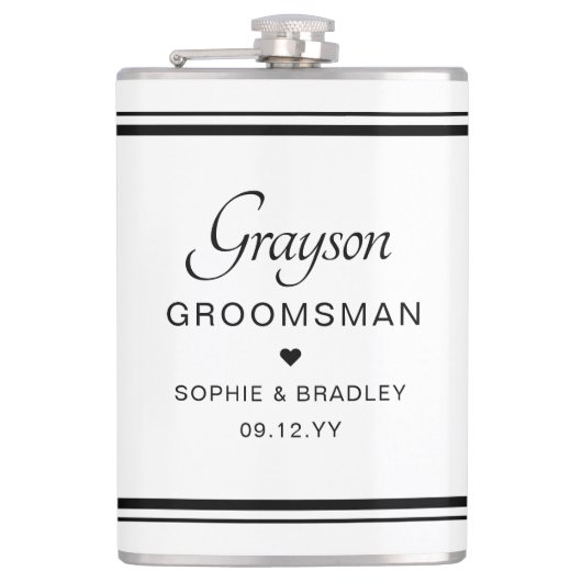 Groomsman Aangepaste Gepersonaliseerde Wedding Par Heupfles (Voorkant)