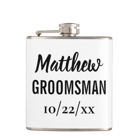 Groomsman Bachelor Party Elegant Wedding Favor Heupfles (Voorkant)