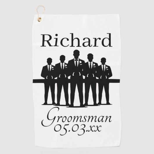 Groomsman Bachelor Party Squad Silhouette Name Golfhanddoek (Voorkant)